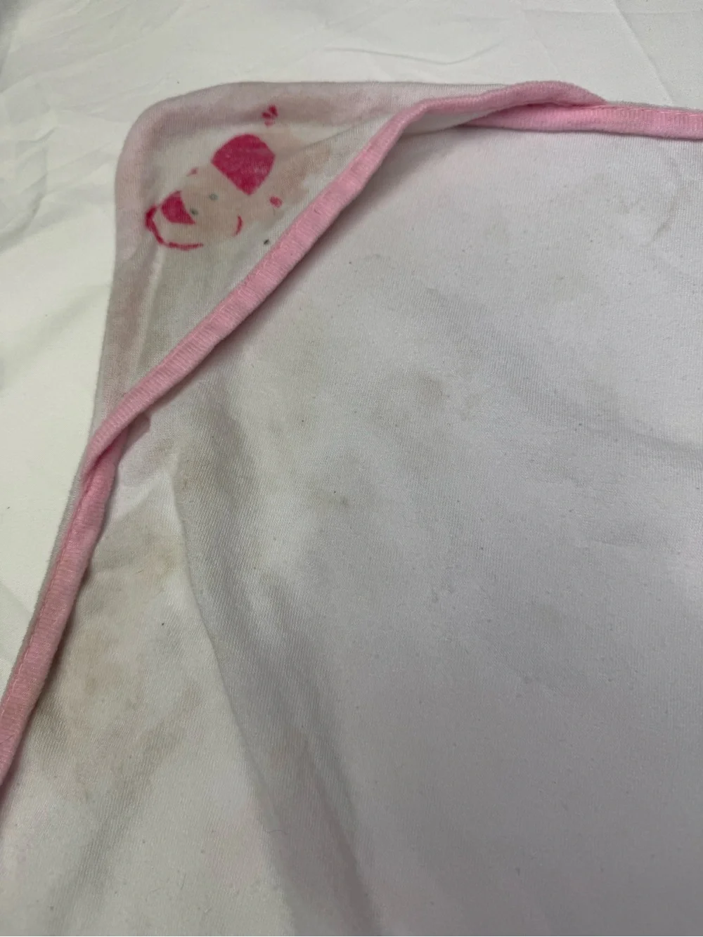 Faded Glory White Blanket with Pink Trim and Pink & Green Floral Headbands